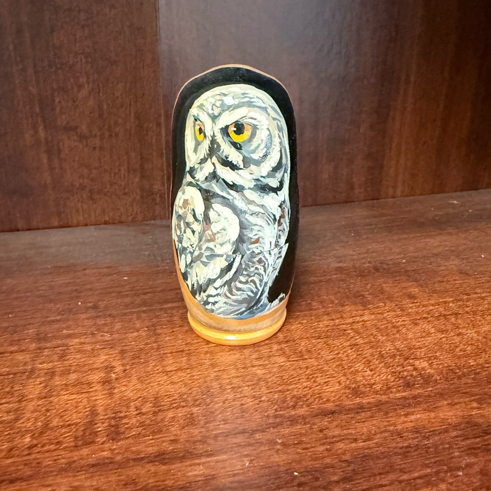 GORGEOUS Hand-Painted Owl Nesting Dolls - Black and Brown - Picture 2 of 2